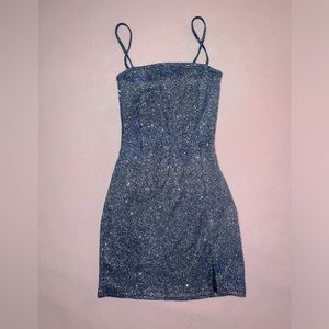 H&M blue glitter dress